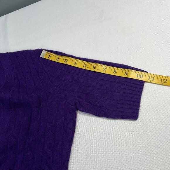 Neiman Marcus Short Sleeve Cardigan Sweater Womens S Cashmere Cable knit Purple - Picture 7 of 11
